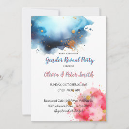 Invitación Revelación de género de color azul y rosa