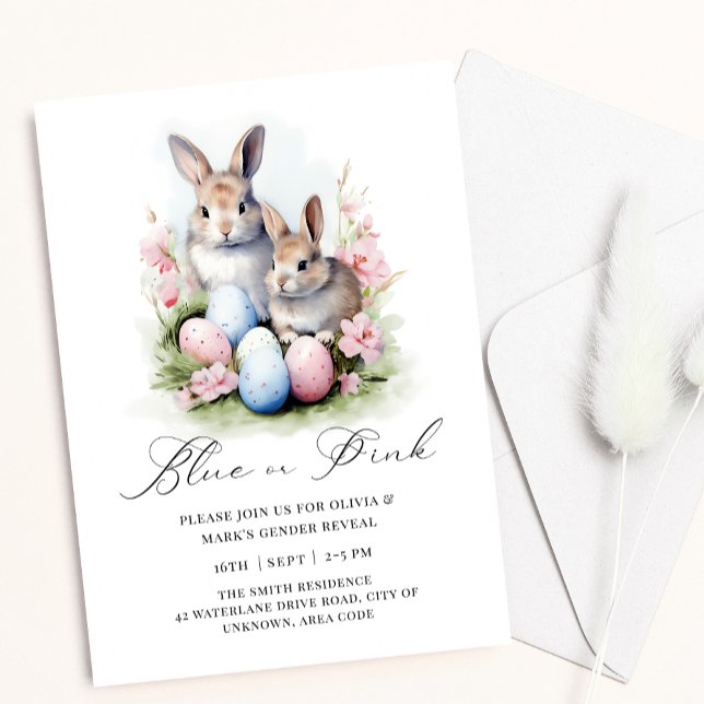 Invitación Revelación de género de conejo conejo de huevo de  (Subido por el creador)