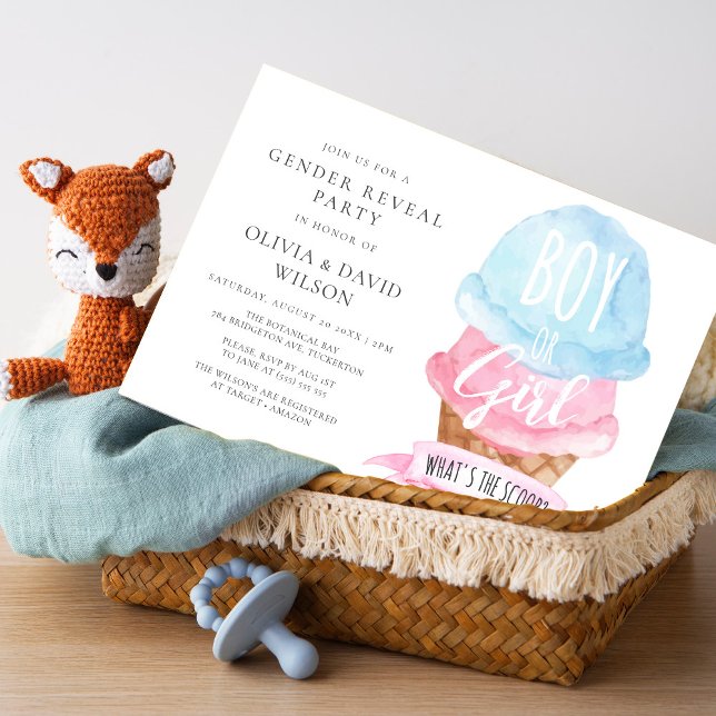 Invitación Revelación de género de crema de hielo acuarela (Subido por el creador)
