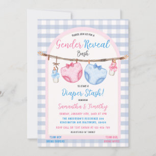 Invitación Revelación de género de Diaper Stash Boy o Chica G