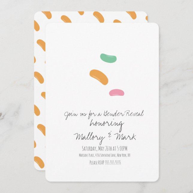 Invitación Revelación de género de dulces de gelatina pastel (Anverso / Reverso)