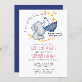 Invitación Revelación de género de elefante de la marina rosa