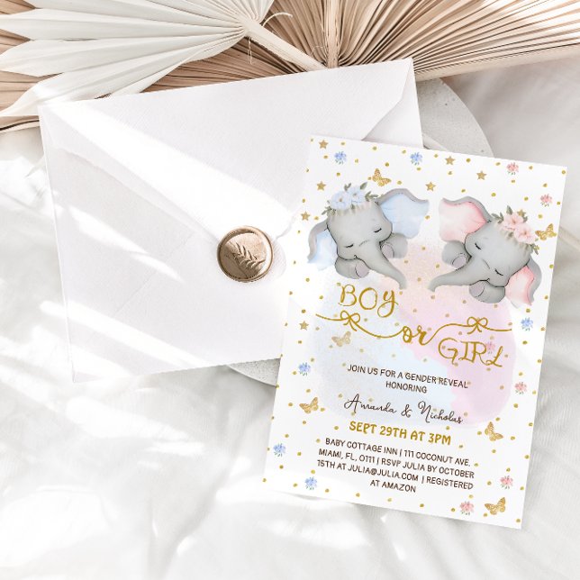 Invitación Revelación de género de elefantes  (Subido por el creador)
