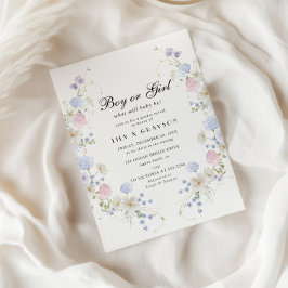 Invitación Revelación de género de flores silvestres rosadas