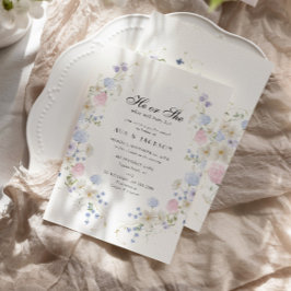 Invitación Revelación de género de flores silvestres rosas y