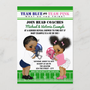 Invitación Revelación de género de fútbol étnico Baby Shower