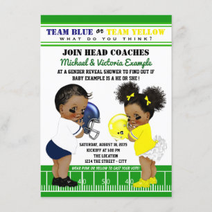 Invitación Revelación de género de fútbol étnico Baby Shower