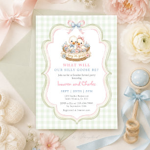 Invitación Revelación de género de ganso tonto niño o niña