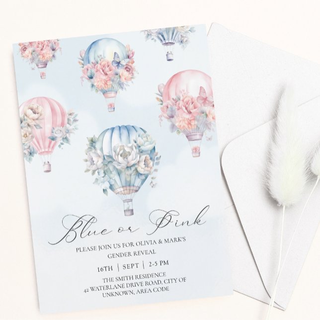Invitación Revelación de género de globos de aire caliente az (Subido por el creador)