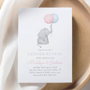 Invitación Revelación de género de globos elefantes
