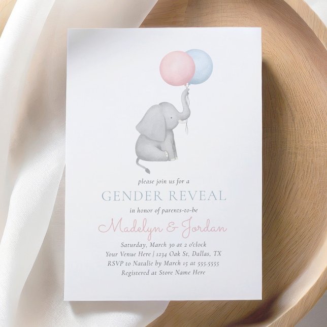 Invitación Revelación de género de globos elefantes (Subido por el creador)