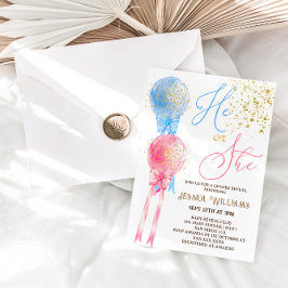 Invitación Revelación de género de globos rosados y azules