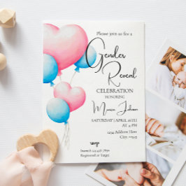 Invitación Revelación de género de globos rosas y azules