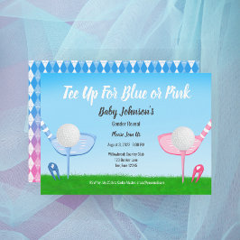 Invitación Revelación de género de golf azul o rosa para baby