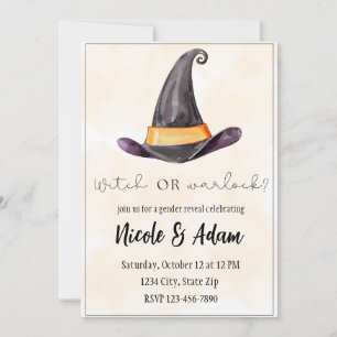 Invitación Revelación de género de Halloween en acuarela nara