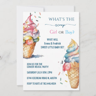Invitación Revelación de género de helado pastel acuarela