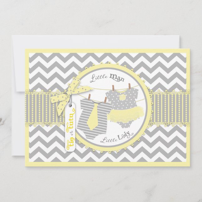 Invitación Revelación de género de impresión de Tutu o Tie &  (Anverso)