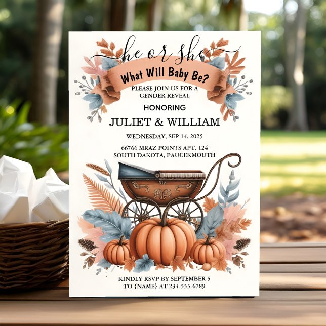 Invitación Revelación de género de la calabaza Chica de la  d (Subido por el creador)