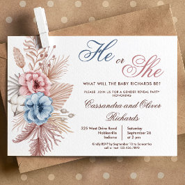 Invitación Revelación de género de la Grasa Boho Pampas