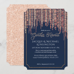 Invitación Revelación de género de la Marina Purpurina de oro
