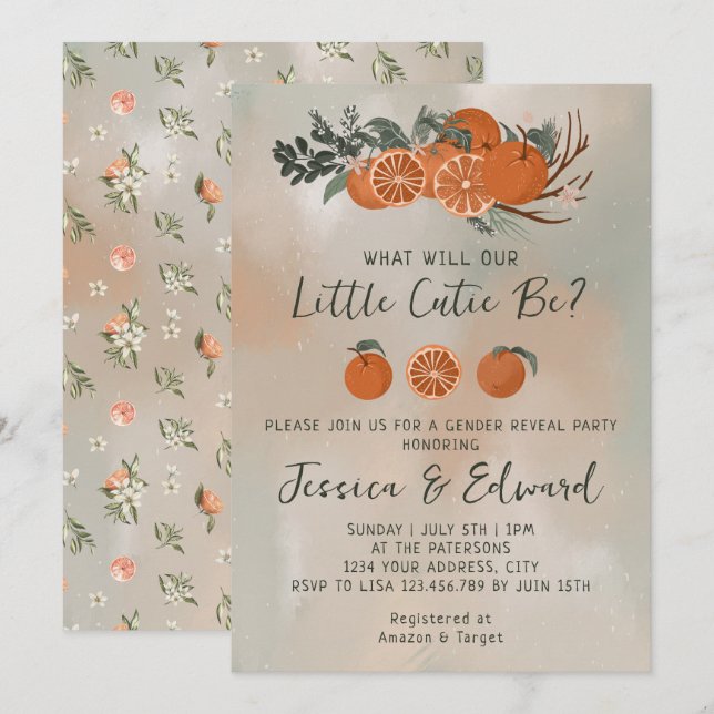 Invitación Revelación de género de la pequeña cuita verde del (Anverso / Reverso)