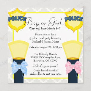 Invitación Revelación de género de la placa de la policía de 