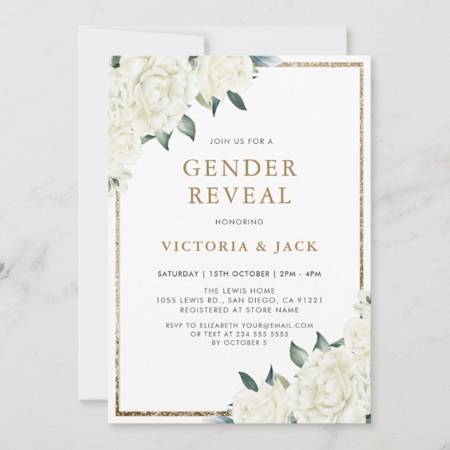 Invitación Revelación de género de la vegetación floral de ma (Anverso)