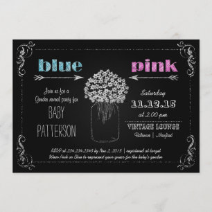 Invitación Revelación de género de las flores masonJar de Cha