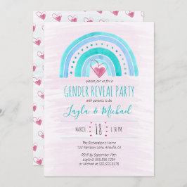 Invitación Revelación de género de lavado de acuarela en el c