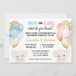 Invitación Revelación de género de los elefantes purpurinas d