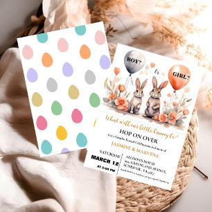 Invitación Revelación de género de los globos de conejito de 