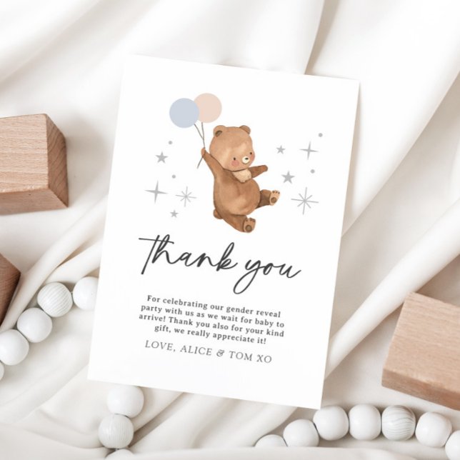 Invitación Revelación de género de los globos de osito de pel (Subido por el creador)