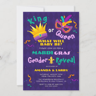 Invitación Revelación de género de Mardi Gras