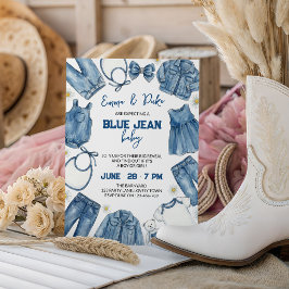 Invitación Revelación de género de mezclilla bebé casual país