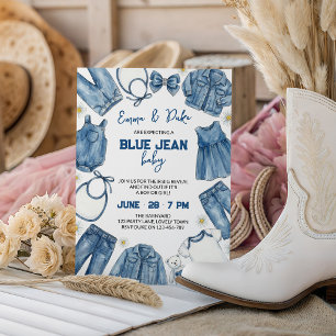 Invitación Revelación de género de mezclilla bebé casual país