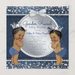 Invitación Revelación de género de mezclilla y diamantes