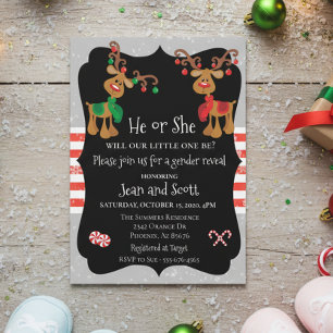 Invitación Revelación de género de Navidad de reno