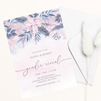 Invitación Revelación de género de Navidades de follaje flora