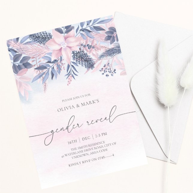 Invitación Revelación de género de Navidades de follaje flora (Subido por el creador)