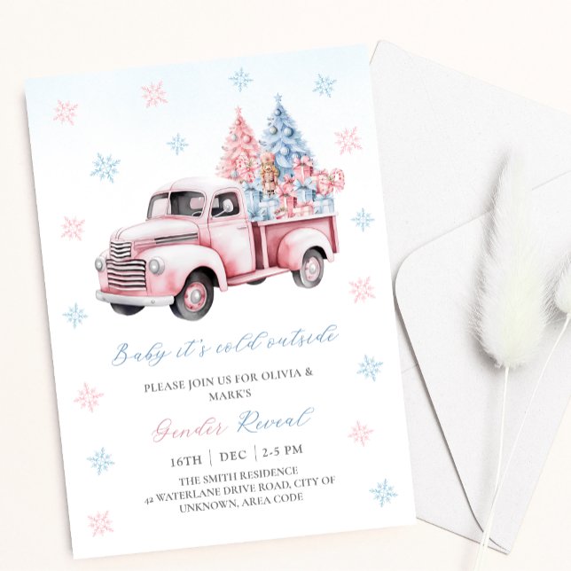 Invitación Revelación de género de Navidades de regalos de co (Subido por el creador)