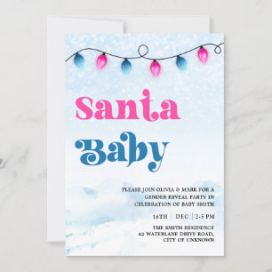 Invitación Revelación de género de Navidades de Santa Bebé