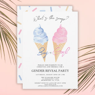 Invitación Revelación de género de niño o Chica helado-crema