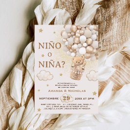 Invitación Revelación de género de nino o nina de oso español