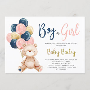 Invitación Revelación de género de oseos de peluche