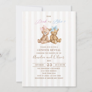 Invitación Revelación de género de oso acuarela baby shower