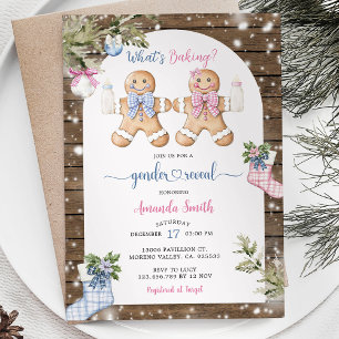 Invitación Revelación de género de pan de jengibre de Gingham