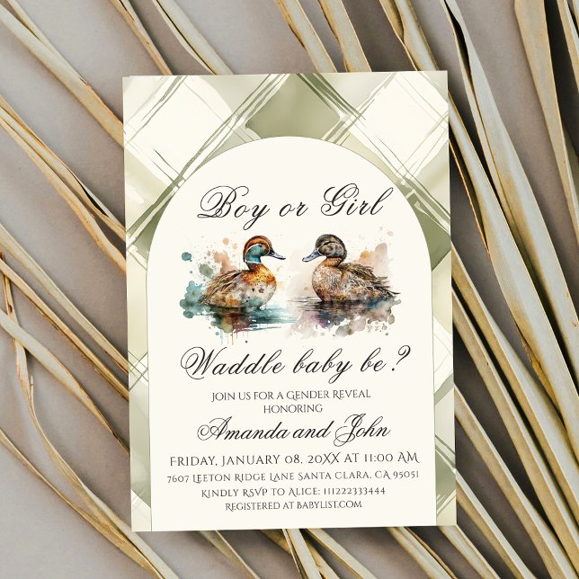 Invitación Revelación de género de pato elegante (Subido por el creador)
