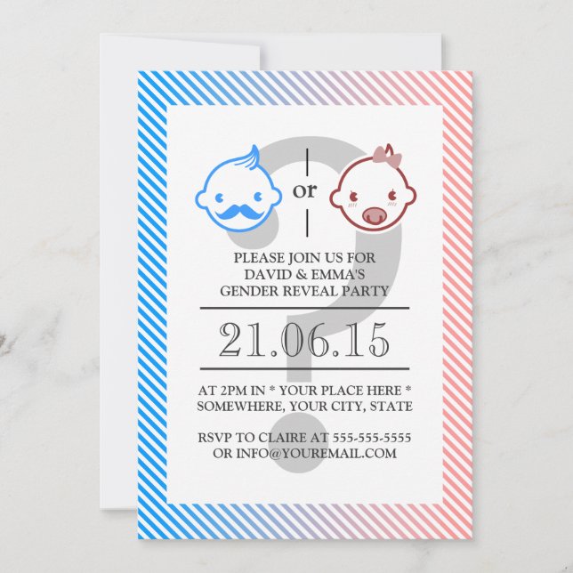 Invitación Revelación de género de pequeño o pequeño (Anverso)