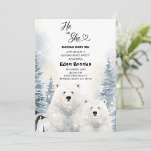 Invitación Revelación de género de pingüino él o ella siempre