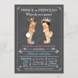 Invitación Revelación de género de príncipe o princesa - cauc